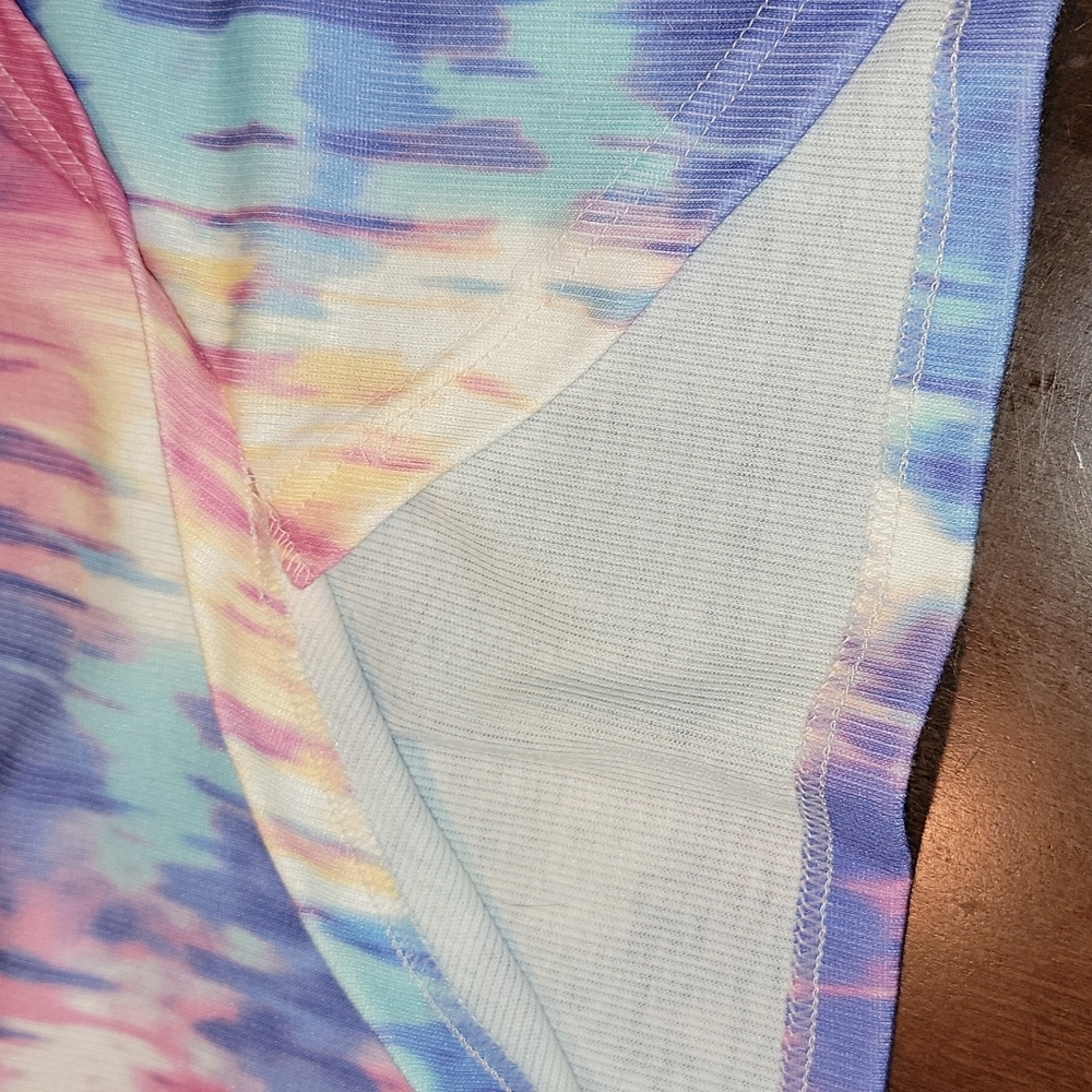 Spring Pastel Tie-Dye Racerback Muscle Maxi Dress With Crosses Front Hem Size 2X - Picture 12 of 13